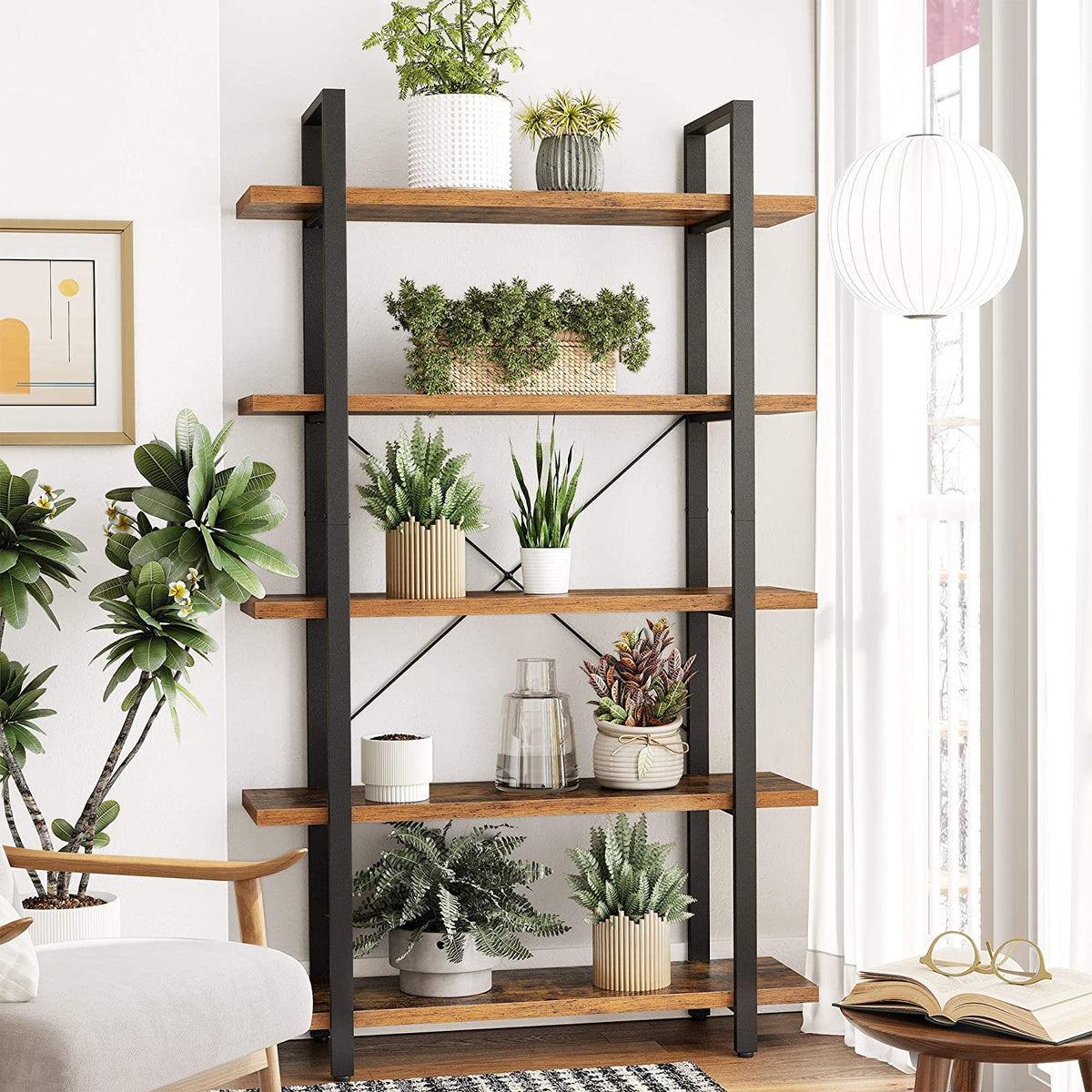 Nynelly Acryl Leiterregal 5-stufig - Schmales Wandregal Transparent Für Kleine Räume (182cm Hoch)