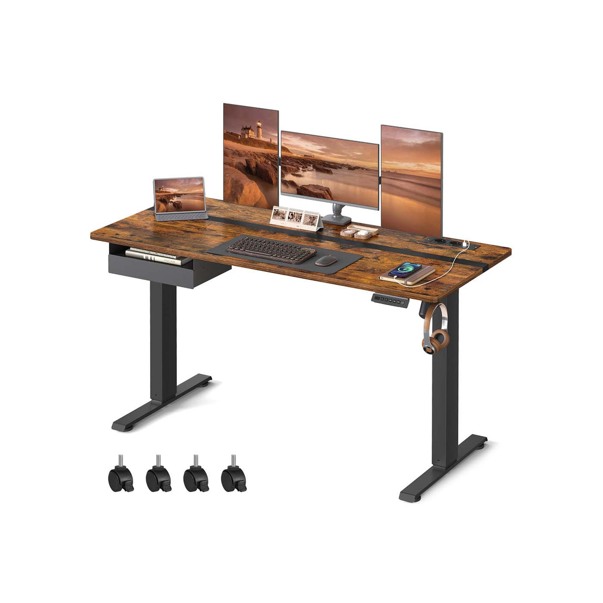 VASAGLE Höhenverstellbarer Schreibtisch 60 x 120 cm