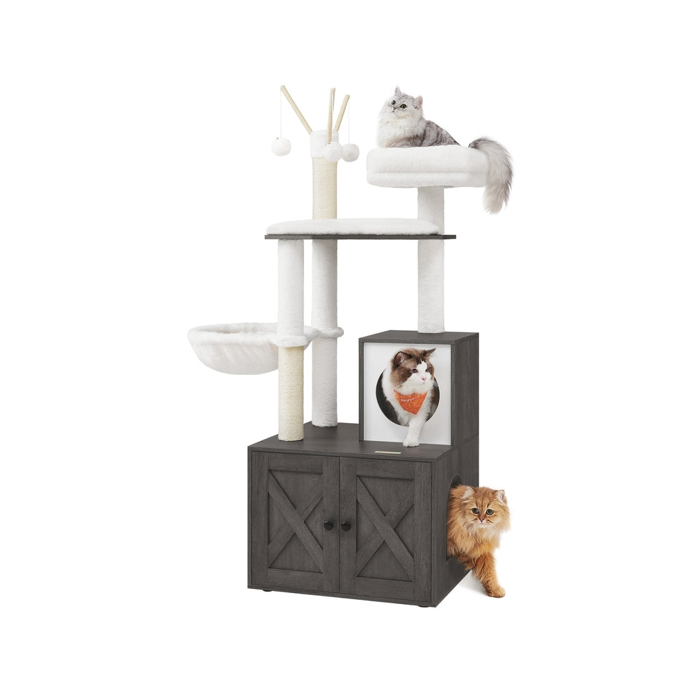 Kratzbaum mit Katzenklo-Schrank