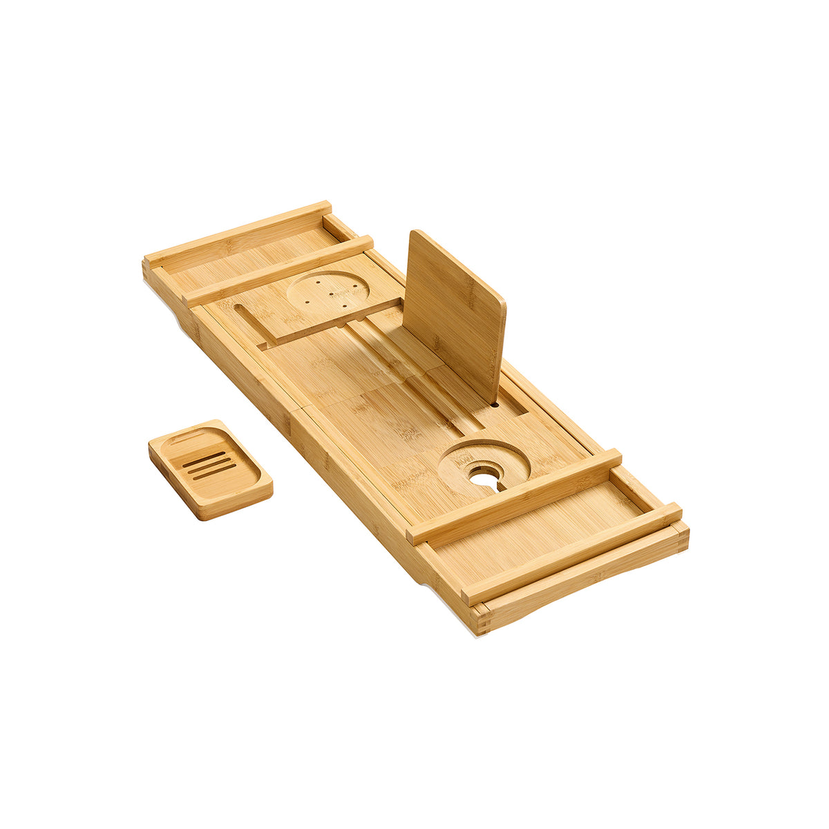 Produktbild von Badewannenablage Holz Bambus Badewannenablage Ausziehbar - Mit Weinglashalter Für Wellness-Momente Wellness Badezubehör