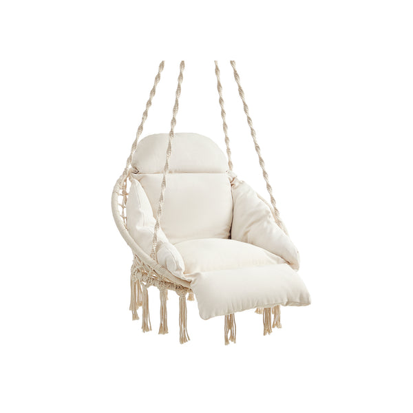 Hängesessel mit einem dicken Kissen Beige