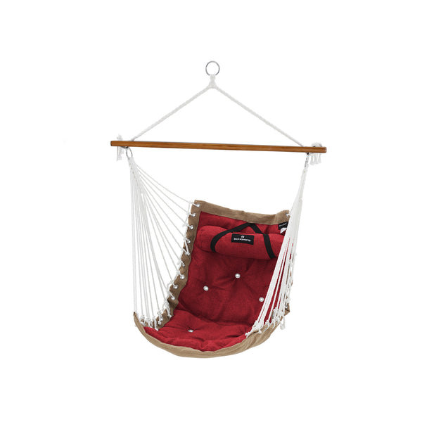 Hängesessel mit Kissen Rot-Khaki