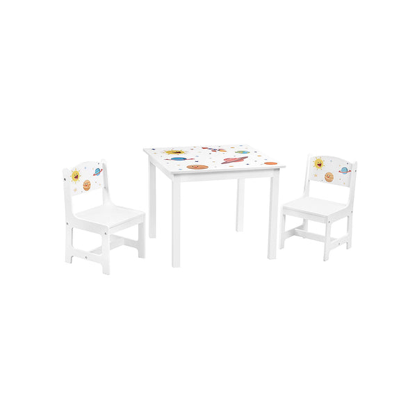 Kindertisch-Set mit 2 Stühlen Weiß