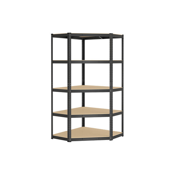 Eckregal bis 875 kg belastbar tintenschwarz-naturbeige