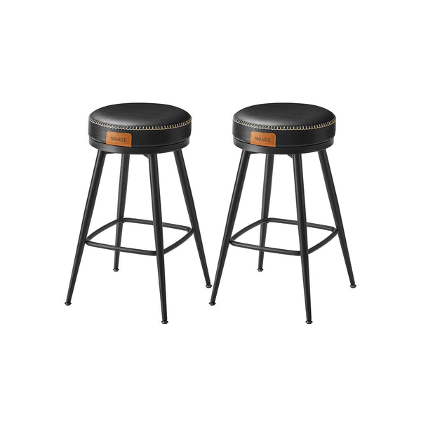 Barhocker 2er Set 65 cm hoch tintenschwarz