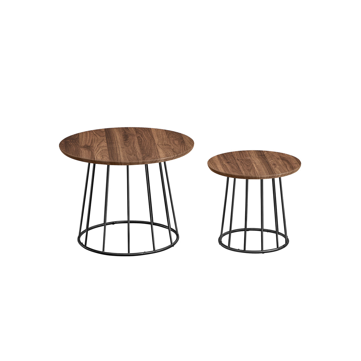 Couchtisch 2er Set mit Stahlgestell naturwalnussfarben