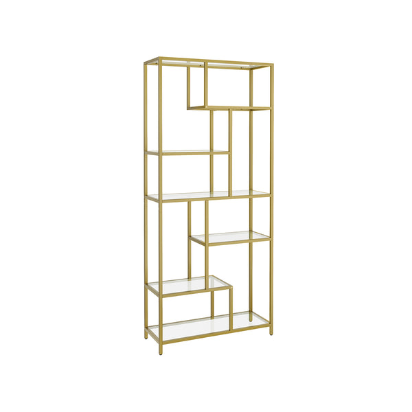 Bücherregal mit 6 Ablagen gold-transparent