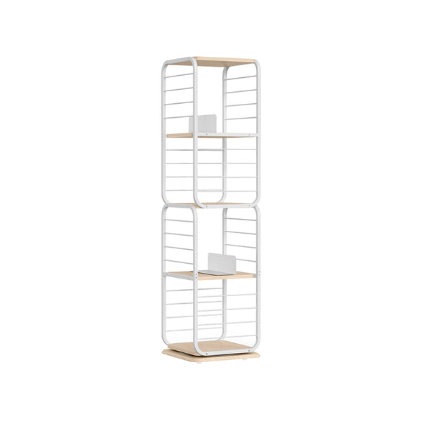 Bücherregal 4 Ebenen mit Buchstützen naturbeige-wolkenweiß