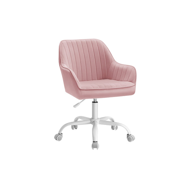 Bürostuhl mit Samtbezug höhenverstellbar und pastellrosa