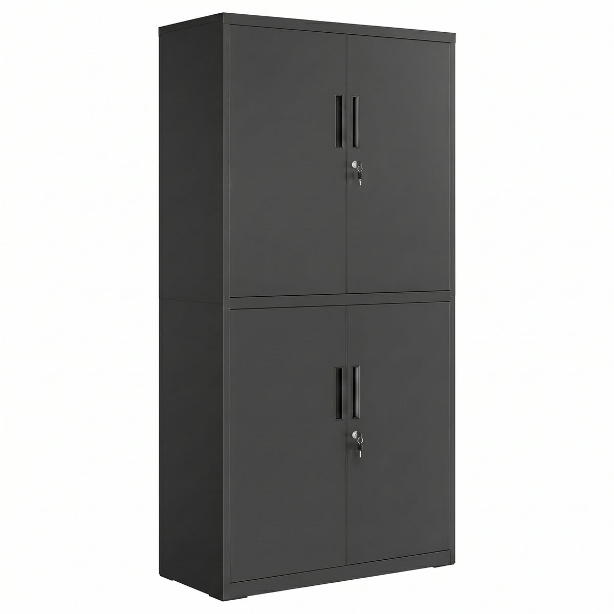 Aktenschrank mit 4 Türen und 5 Ebenen 40 x 80 x 180 cm mattschwarz