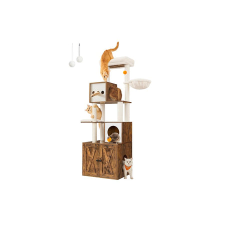 Bild von Feandrea Kratzbaum, Katzenbaum mit Katzenklo-Schrank